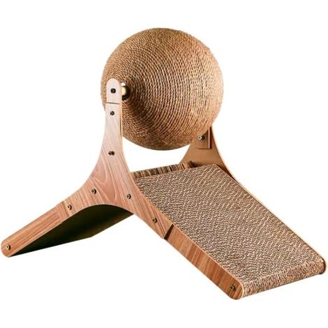Rascador SkyWheel para gatos con pelota gigante: rascador vertical duradero para gatos juguetones.