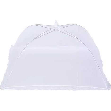 Cloche Alimentaire Pliable - Anti Mouche - Moustiquaire de Table pour Aliments - Couvercle Nourriture - Voyage/Camping/Maison - Blanc) (1/5)