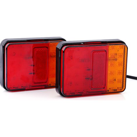 2 feux arrière 12 V 30 LED pour remorque camion bateau, rouge et orange, lampe de signalisation (1/5)