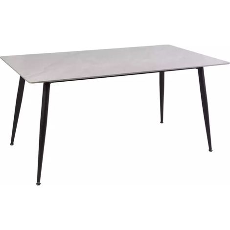 Table de salle à manger 130 cm rectangulaire gris brillant en céramique ARMANDIDO (1/4)