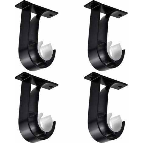4 Pièces Tringle à Rideau Supports, Support de Poteau de Rideau, Noir Supports pour Barre Rideau, Alliage D'aluminium Support de Rideau, avec 8 Vis, Support pour Tiges de Suspension au Plafond-LIAIKI (1/5)