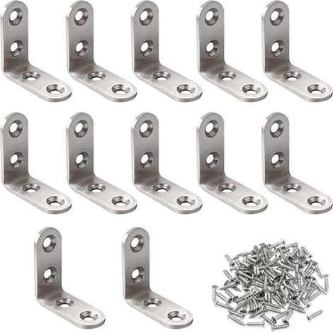 CSPARKV Équerre de Fixation Inox, Angle Droit Support, Supports à Angle Droit De 90 Degrés, 12 Pièces 40x40mm Raccord D'angle, Renforts D'Angle pour la Fixation et la Réparation de Meubles avec 50 Piè (1/5)