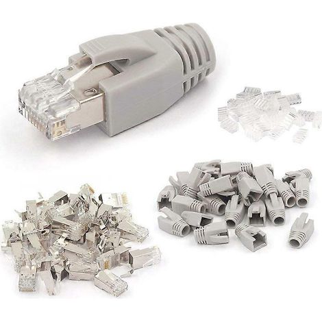 Lot de 20 connecteurs RJ45 blindés CAT7 avec barre de charge et dispositif de décharge RJ45-- (1/5)