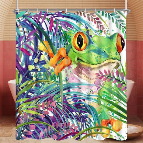 Duschvorhang 180x200 Bemalter Frosch H200 x B180 cm (1er Pack) (1/5)