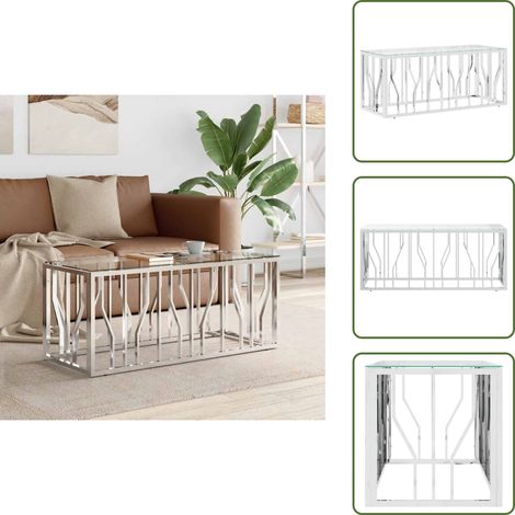 Couchtisch 110x45x45 cm Edelstahl und Glas - Esszimmertisch - Couchtisch - Wohnzimmertisch - Sideboard - Kaffeetisch (1/5)