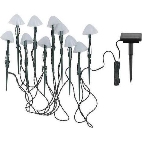 10 mini-champignons lumineux solaires a piquer - LUMISKY - CHAMPY - 3.8 m - Balisage allée - LED blanc chaud (1/4)