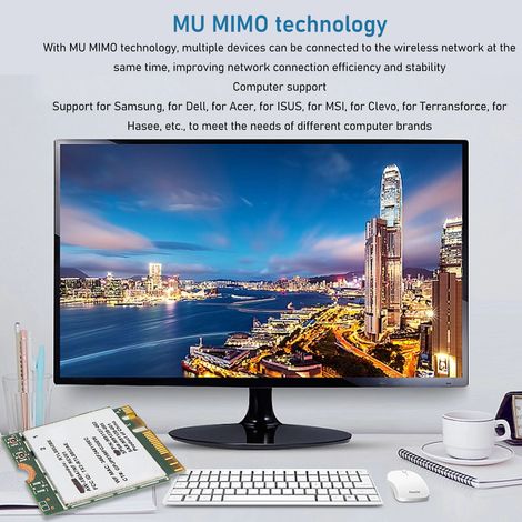 Carte réseau WiFi 6 M.2 RTL8852BE, double bande 2.4G/5G 1800Mbps, Bluetooth 5.2 pour PC, carte interne sans fil (1/5)