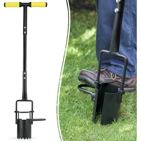 Longue perche pour planter les bulbes, à bord dentelé et à poignée confortable, pour faciliter la préparation des plates-bandes, noire.-AquaForge (1/5)