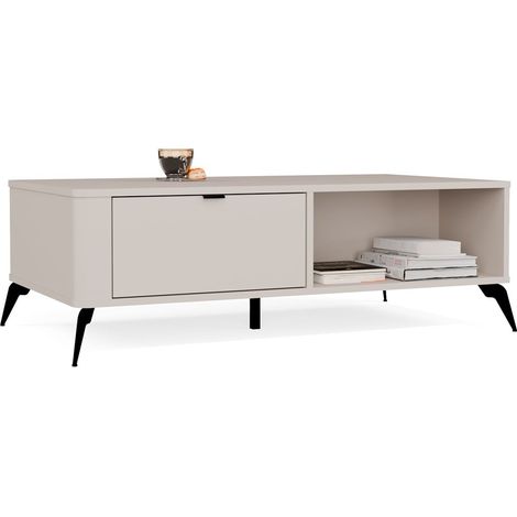 CORDOBA Tavolino, Cachemire Beige, 2 Cassetti, 2 Mensole, per Soggiorno (1/5)