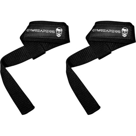 Bracelets de poignet utilisés pour l'haltérophilie, le bodybuilding, la force athlétique, le renforcement musculaire et le soulevé de terre - 18 pouces en néoprène doublé de coton (noir) (1/5)