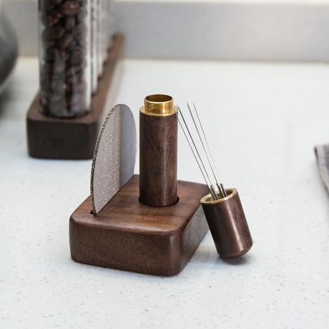 Aiguille à poudre + filtre 58 mm + base (ensemble de trois pièces)Kit d'aiguilles à café en tissu, base anti-agglomérante pour café moulu, cartouches filtrantes en acier inoxydable 304, accessoires po (1/5)