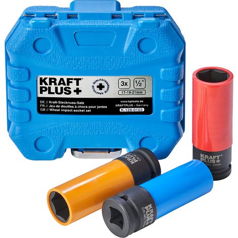 KRAFTPLUS K.113-0103 Kraft-Schoneinsatz-Satz 1/2" Alufelgen SW 17 / 19 / 21 mm Schoneinsätze Schlagschrauber Nüsse