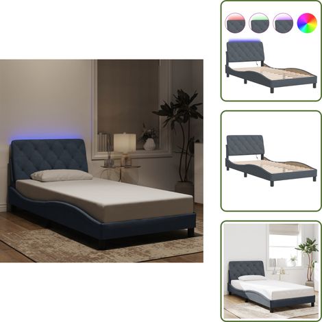The Living Store Bettgestell mit LED-Leuchten Dunkelgrau 100x200 cm Samt - Samtbett - Bettrahmen - Doppelbett - Boxspringbett - LED-Bett (1/5)