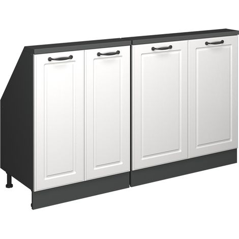 Küchenschrank für Dachschrägen R-Line, Weiß Landhaus/Anthrazit, 140 cm 2er Set, Vicco (1/5)
