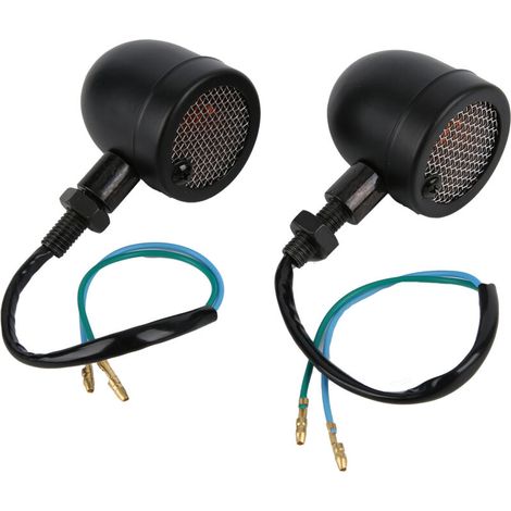 Tbest Clignotant, 2pcs Lampe Clignotant LED Moto 12V Vintage Jaune Lumière Noir Shell Modification Universel. (1/5)