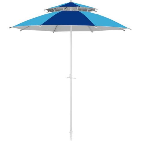 Dr. C. Ombrellone da Spiaggia Antivento 240 cm Blu Navy-Light Blue (1/5)