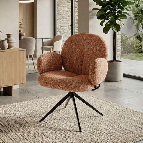 Chaise pivotante en tissu cannelle avec accoudoirs Andrea (1/5)