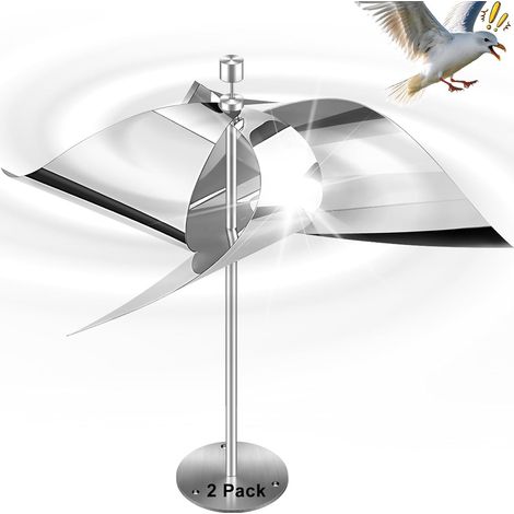 Repelente de aves giratorio reflectante para terrazas, patios, huertos, tejados, barcos y todo tipo de aves, incluidas palomas y pájaros carpinteros (paquete de 2). (1/5)