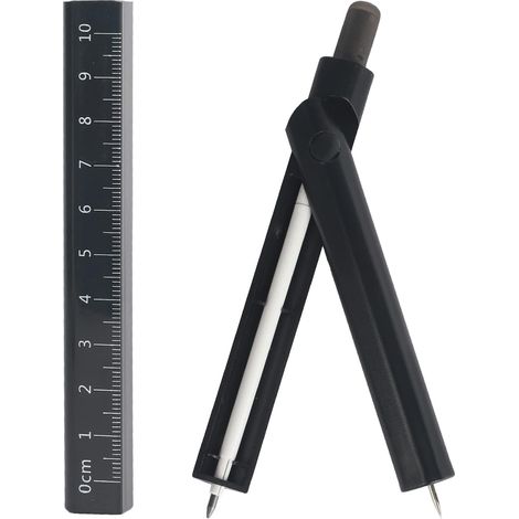 Compas De Dessin - 4 En 1 Avec Stylo Effaçable Règle Écarter Gomme Et Rapporteur - Pour Géométrie Dessin Technique Et Études - 1 Pièce (1/5)