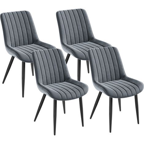 HavenlyHome - Lot de 4 Chaises Salle à Manger, Velours, Gris Foncé, Rembourrée, Ergonomique, Réglables, Pour Salon Chambre à Coucher