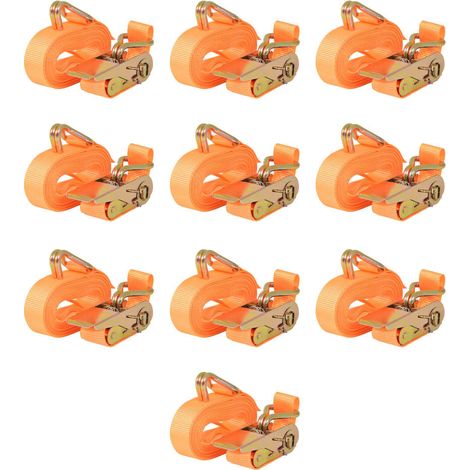 Ratschen-Spanngurte 10 Stk. 0,4 Tonnen 6m×25 mm Orange