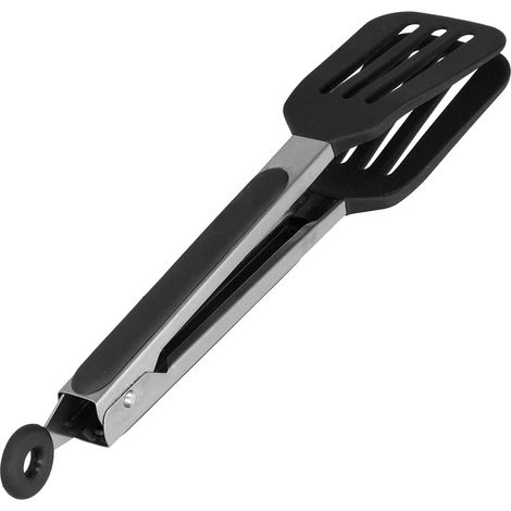 Kitchen Tongs, Stainless Steel Tongs with Silicone Head, Spatula Tongs for Pasta Salad and Steak Barbecue 12 Inches for Cooking Grilled (12 Inch) Black) (1/5)