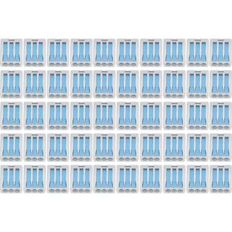 Lot de 50 connecteurs de fils à 3 ports en bronze pour câblage PC compact, connexion rapide, bleu (1/5)