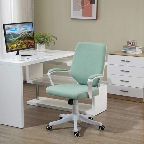 Sedia da ufficio 62x69x92-100 cm verde in poliestere con design ergonomico e funzione oscillante (1/5)