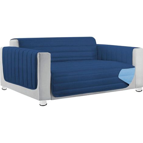 Housse de Canapé Rembourré Double Face Matelassé Couverture de Sofa Doux Élégant Bleu - 2 Places