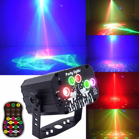DJ-Party-Lichtanlage mit Bühnenlaser – Nordischer RGB-Lichteffekt, soundaktivierte Disco-Stroboskop-Funktion mit Fernbedienung – Musikshow-Projektor für Indoor-Geburtstagsfeiern
