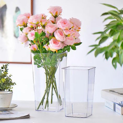 seau à fleurs transparent en acrylique pour fleuriste, seau à fleurs transparent en plastique pour usage domestique (transparent) (1/3)