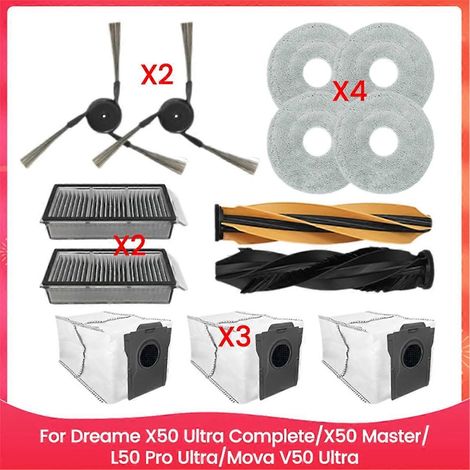 Kompatibel mit den Modellen X50 Ultra Complete/X50 Master/L50 Pro Ultra/V50 Ultra: Ersatzteile: Bürste, HEPA-Filter, Reinigungstücher, Staubbeutel (1/5)