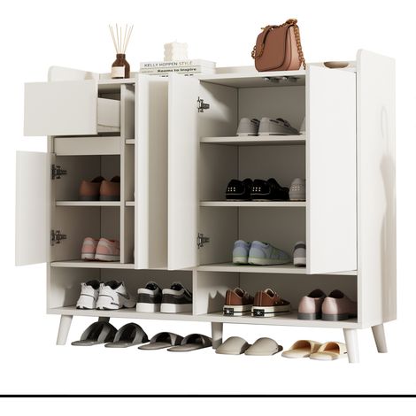 Credenza moderna CHICFURN 120x35x99 cm bianca, 4 ante, 1 cassetto, ripiano regolabile (1/5)