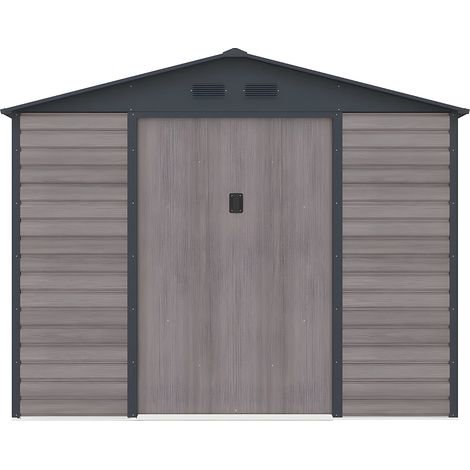 Abri de jardin métal en acier galvanisé effet bois gris 5,40 m² - ADELMO