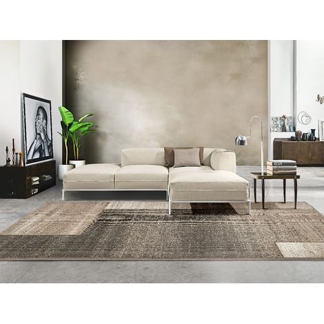 Tappeto salotto arredo casa FUNNY 57431 beige disegno moderno geometrico cm.140x200 (1/3)