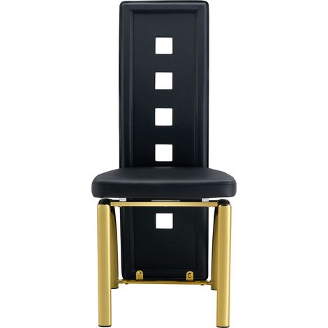 4er-Set Esszimmerstühle aus schwarzem Kunstleder und goldfarbenem Metall, 102,5 cm MODENUIT (1/5)