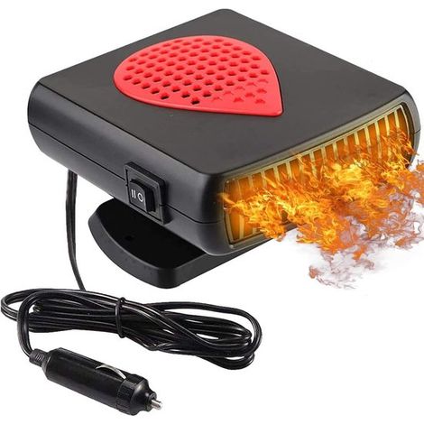 Calefactor para coche，12 V 150 W 2 en 1，Con base giratoria de 360°，cable para encendedor de cigarrillos de 1,5 m，color gris (1/2)