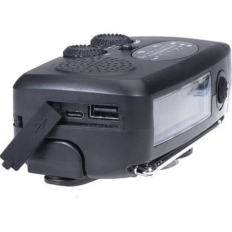 Radio de emergencia solar portátil y manual NOAA con recepción AM/FM, linterna LED, alarma SOS y cargador de teléfono móvil ABS 128 x 60 x 45 mm (1/5)