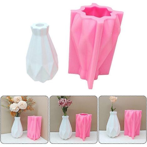 Moules à vases géométriques en silicone, moules à vases géométriques en résine à motif diamant (1/4)