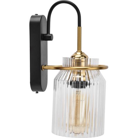 Applique Murale Rétro avec Abat‑Jour en Verre E26/E27 pour Chambre et Salon, 110V‑240V (1/5)