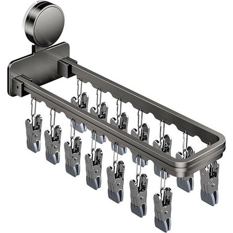 Porte-chaussettes portable - Porte-chaussettes portable - Séchoir à vêtements pliable avec ventouses - Support mural pour vêtements - Pince à linge - Aucun perçage nécessaire - Clips de séchage de cha (1/5)