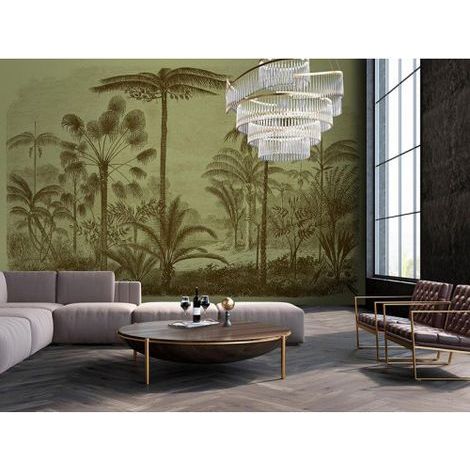 Papier peint panoramique original idéal pour chambre Tapisserie panoramique design motif palmier Papier peint panoramique tropical pour salon (1/3)