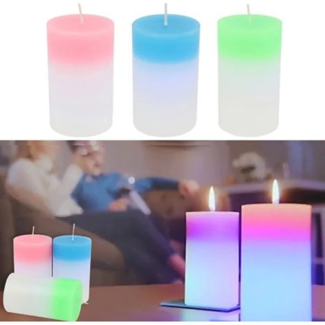 Trade Shop - CANDELA DI CERA MAGICA SI ILLUMINA QUANDO ACCESA CON FIAMMA REALE SEQUENZA LUCE CONTINUA 6 COLORI -