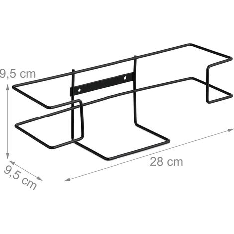 Set di 2 porta guanti da parete in ferro nero per cucina e bagno, pratico e facile da pulire 130016369