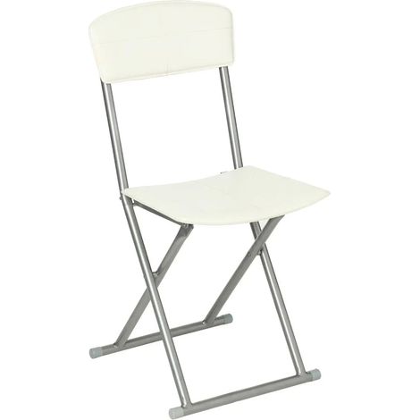 5Five Simply Smart – Chaise pliante crème PVC et acier – Hauteur d'assise 48 cm – Légère 3,6 kg – Conception pliable pour rangement facile (1/6)