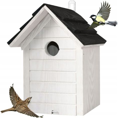 Vogelhaus, Hängendes Vogelfutterhaus aus Kiefernholz, Meisenmotiv, 19 x 19 x 27 cm (1/5)
