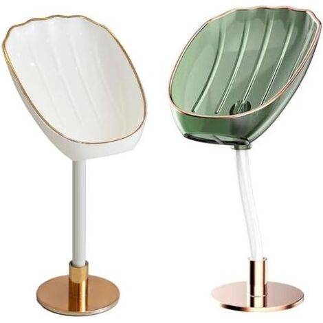 2 pièces Porte Savon Ventouse Support Savon Douche,Porte-Savons avec Drain,Porte-Savon en Forme de Feuille pour Douche,Cuisine,Salle de Bain Facile SéChage Rapide sans Percage (1/5)