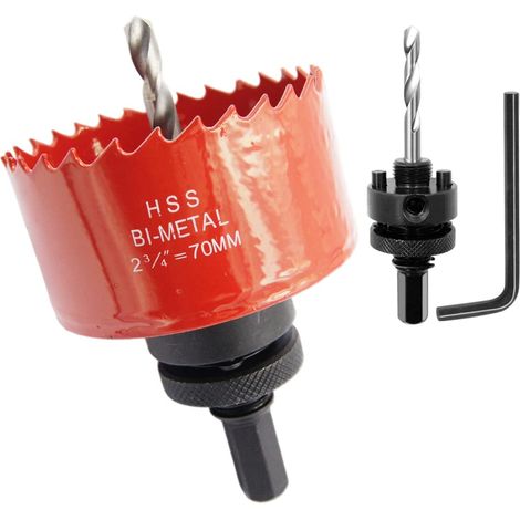 Scie cloche 70mm, mèche cloche à arbre pour usage intensif, foret 4341, outil de perçage pour percer des trous dans différents types de bois, aluminium, PVC, etc. (1/5)