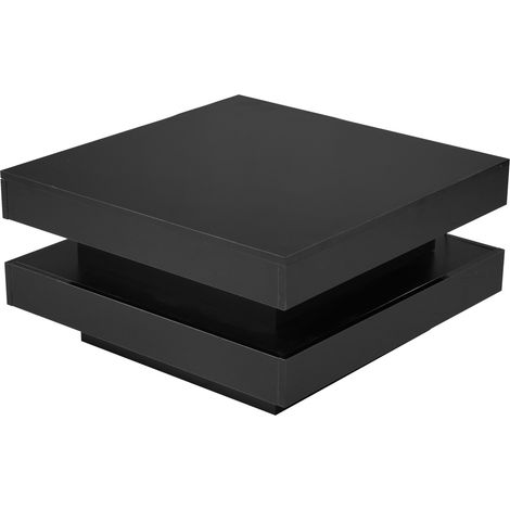 Table basse carrée noire avec éclairage LED RGB contrôlée par Bluetooth, 70x70x36 cm, charge max. 45 kg (1/5)