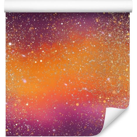 Papel pintado Galaxia en acuarela color melocotón y morado, 50x1000 cm (1/5)